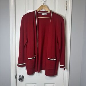 Vintage San Remo Cardigan Sweater Red Black Gold XL Acrylic Blend Old Money‎